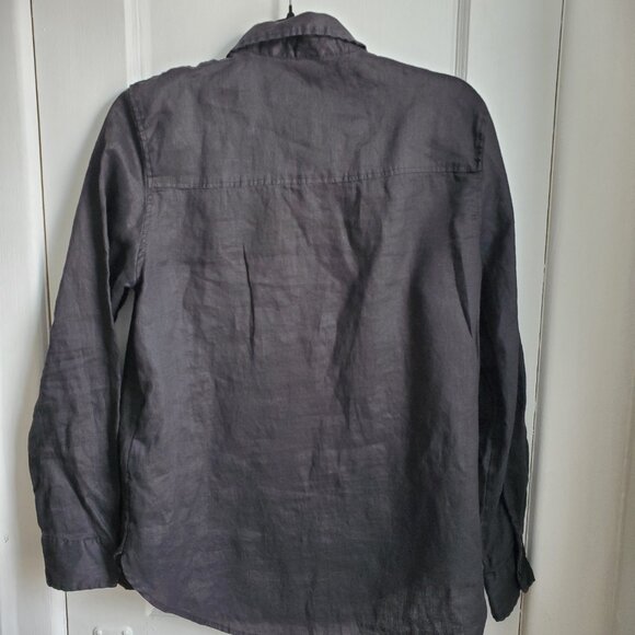 H&M black linen blouse/shirt - Picture 2 of 4